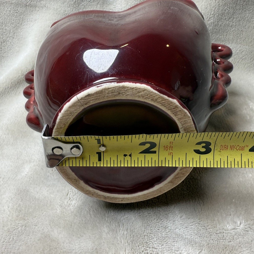 Vintage Burgandy Red Pottery Vase Heart Shaped USA 230 - Picture 7 of 7